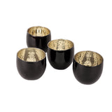 Big Black Glass Votive Set of 4