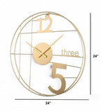 Alphabetic Metal Round Wall Clock (Gold)