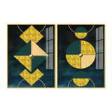 Abstract Geometry Shapes Art Acrylic Floating Wall Painting Set of 2