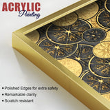 Abstract Golden Shapes Art Acrylic Floating Wall Painting Set of 2