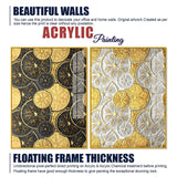 Abstract Golden Shapes Art Acrylic Floating Wall Painting Set of 2