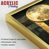 Abstract Golden Textured Shape Art Acrylic Floating Wall Painting Set of 2