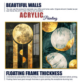 Abstract Golden Textured Shape Art Acrylic Floating Wall Painting Set of 2