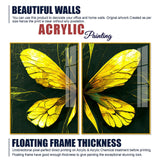 Beautiful Design of Golden Wings Art Acrylic Floating Wall Painting Set of 2