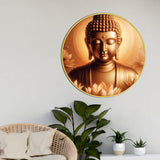Beautiful Golden Gautam Buddha Round Wall Painting