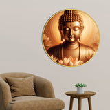 Beautiful Golden Gautam Buddha Round Wall Painting