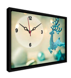Black Framed Blue Deer MDF Analog Wall Clock