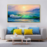 Big Panoramic Beautiful Sea Sunset Scenery Canvas Painting