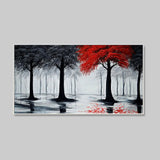 Woodland Red & Black Canvas Panoramic Wall Painting