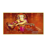 Auspicious Ganesha Playing Veena Canvas Wall Painting