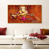 Auspicious Ganesha Playing Veena Canvas Wall Painting