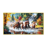 Seven Running Horses in Water Canvas Big Panoramic Wall Painting