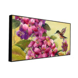 Beautiful Flower Bunch and Humming Bird Canvas Wall Painting