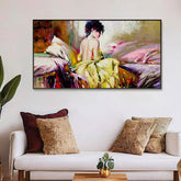 Beautiful Lady Canvas Art with Wall Painting