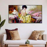 Beautiful Lady Canvas Art with Wall Painting