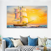 Beautiful Ship in the Sea Scenery Canvas Wall Painting