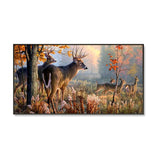 Beautiful Deer Forest Scenery Wide Format Canvas Wall Painting