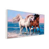 Big Panoramic Two Running Horses Canvas Wall Painting