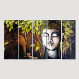 Gautam Buddha 5 Pieces Spiritual Painting