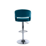 Emerald Plush Feel Velvet Adjustable Bar Stool