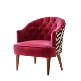 Red Wide Backrest Velvet Lounge Chair