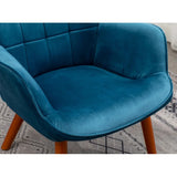 Tufted Curvy Long Back Sea Blue Lounge Chair With Ottoman