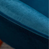 Tufted Curvy Long Back Sea Blue Lounge Chair With Ottoman