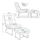 Square Tufted Blue Velvet Chair With Footrest