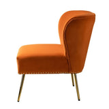 Minimalist Orange Velvet Lounge Chairs Set Of 2