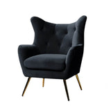 Royal Black Tufted Velvet Lounge Chair