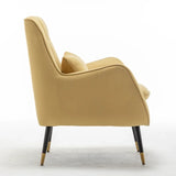 Classic Yellow Thick Padded Velvet Armchair with Cushion