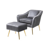 Grey Fluffy Super Comfy Velvet Lounge Chair With Ottoman