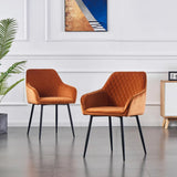 Yellow Chrome Diamond Cut Velvet Accent Chair With Black Legs