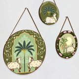 Set of 3 Exquisite Pichwai Round Wall Hanging Canvas Painting