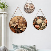 Round Framed Floral Canvas Wall Paintings - Set of 3