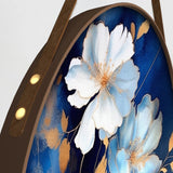 White & Gold Floral Round Framed Canvas Wall Hanging Paintings- Set of 3