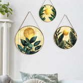 Tropical Beach Sunset Round Framed Canvas Wall Paintings - Set of 3