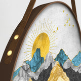 Golden Sunset Serene Mountain and River Round Framed Canvas Wall Painting - Set of 3