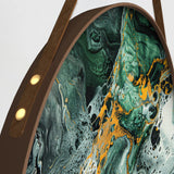 Teal and Gold Round Abstract Round Framed Canvas Wall Painting - Set of 3