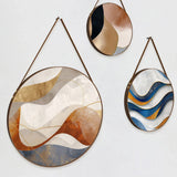 Eye Catching Abstract Splash Waves Round Framed Canvas Wall Paintings - Set of 3