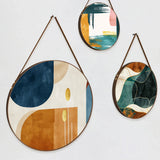 Modern Boho Design Round Framed Canvas Wall Painting - Set of 3