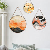 Circular Serenity Modern Digital Printed Round Framed Canvas Wall Painting - Set of 3