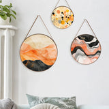 Circular Serenity Modern Digital Printed Round Framed Canvas Wall Painting - Set of 3