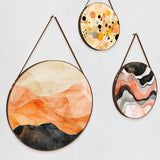 Circular Serenity Modern Digital Printed Round Framed Canvas Wall Painting - Set of 3