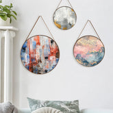 Textured Round Framed Abstract Canvas Wall Paintings - Set of 3
