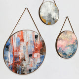 Textured Round Framed Abstract Canvas Wall Paintings - Set of 3