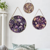Soft Botanical Romantic Floral Round Framed Canvas Wall Painting - Set of 3