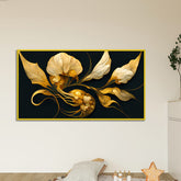 Golden Flower 3d Illustration Canvas Painting for Home and Office Décor