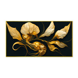 Golden Flower 3d Illustration Canvas Painting for Home and Office Décor