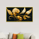 Golden Flower 3d Illustration Canvas Painting for Home and Office Décor